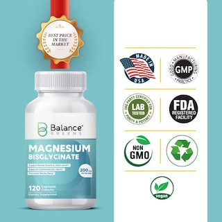 Foto 3 | Suplemento De Bisglicinato De Magnesio Balancebreens 200 Mg 120 Ca - Venta Internacional.