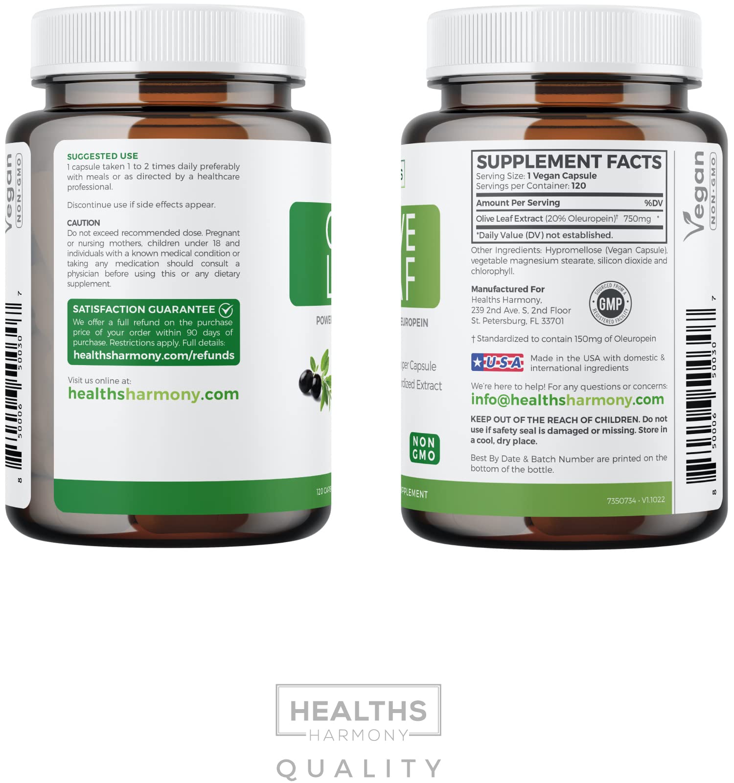 Foto 8 pulgar | Extracto De Hoja De Olivo Harmony De Supplement Healths 750 Mg - Venta Internacional.