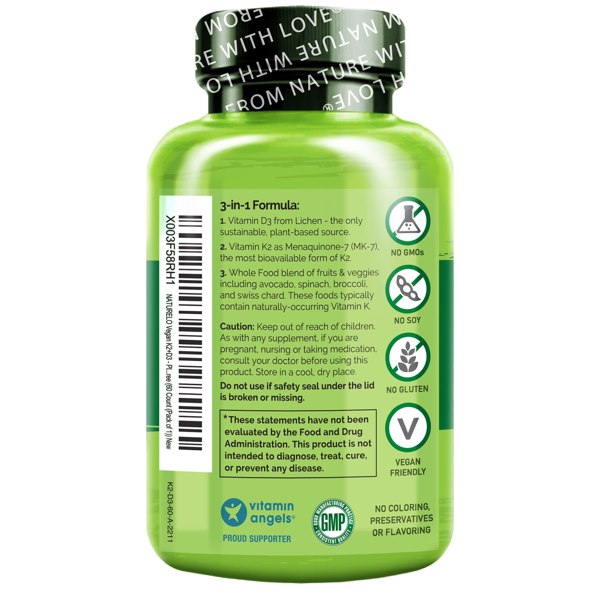 Foto 3 pulgar | Suplemento Naturelo Vegan K2+d3 A Base De Plantas Para El Sistema Inmunológico - Venta Internacional.