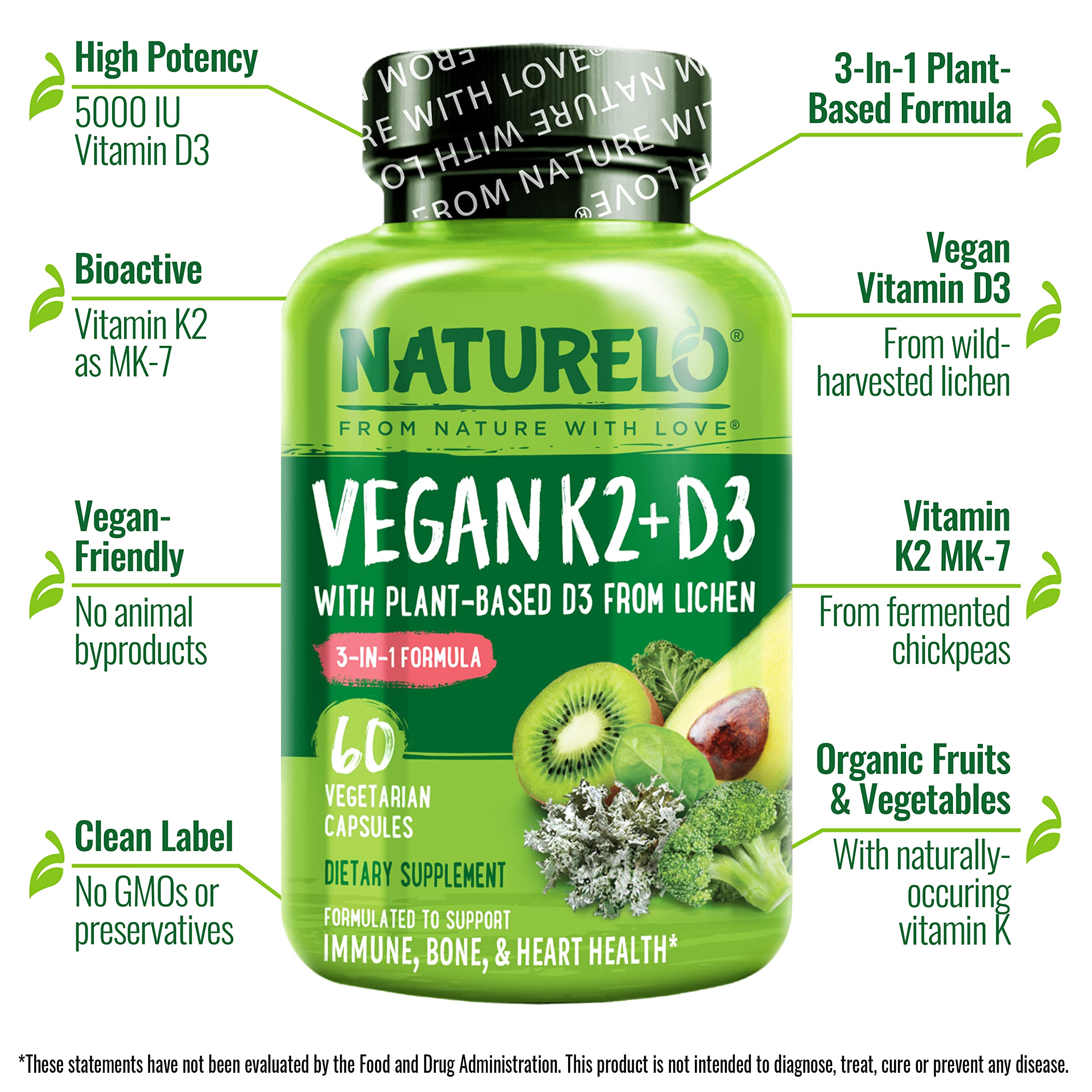 Foto 5 pulgar | Suplemento Naturelo Vegan K2+d3 A Base De Plantas Para El Sistema Inmunológico - Venta Internacional.