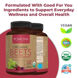 Foto 3 | Suplemento Pomona Wellness De Remolacha Orgánica 1350 Mg 100 Comprimidos - Venta Internacional.