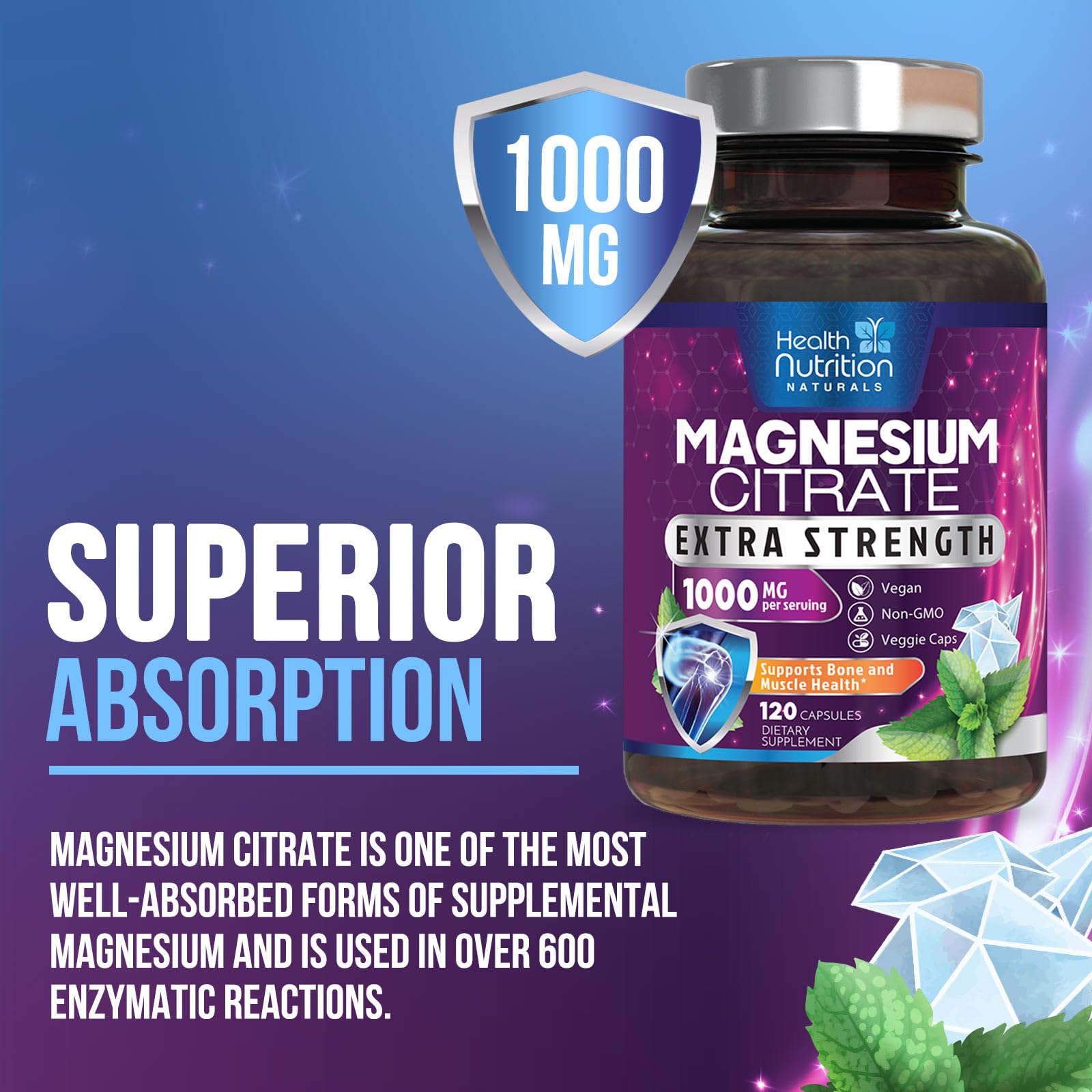 Foto 4 pulgar | Suplemento Health Nutrition Naturals Citrato De Magnesio 1000 Ml - Venta Internacional.