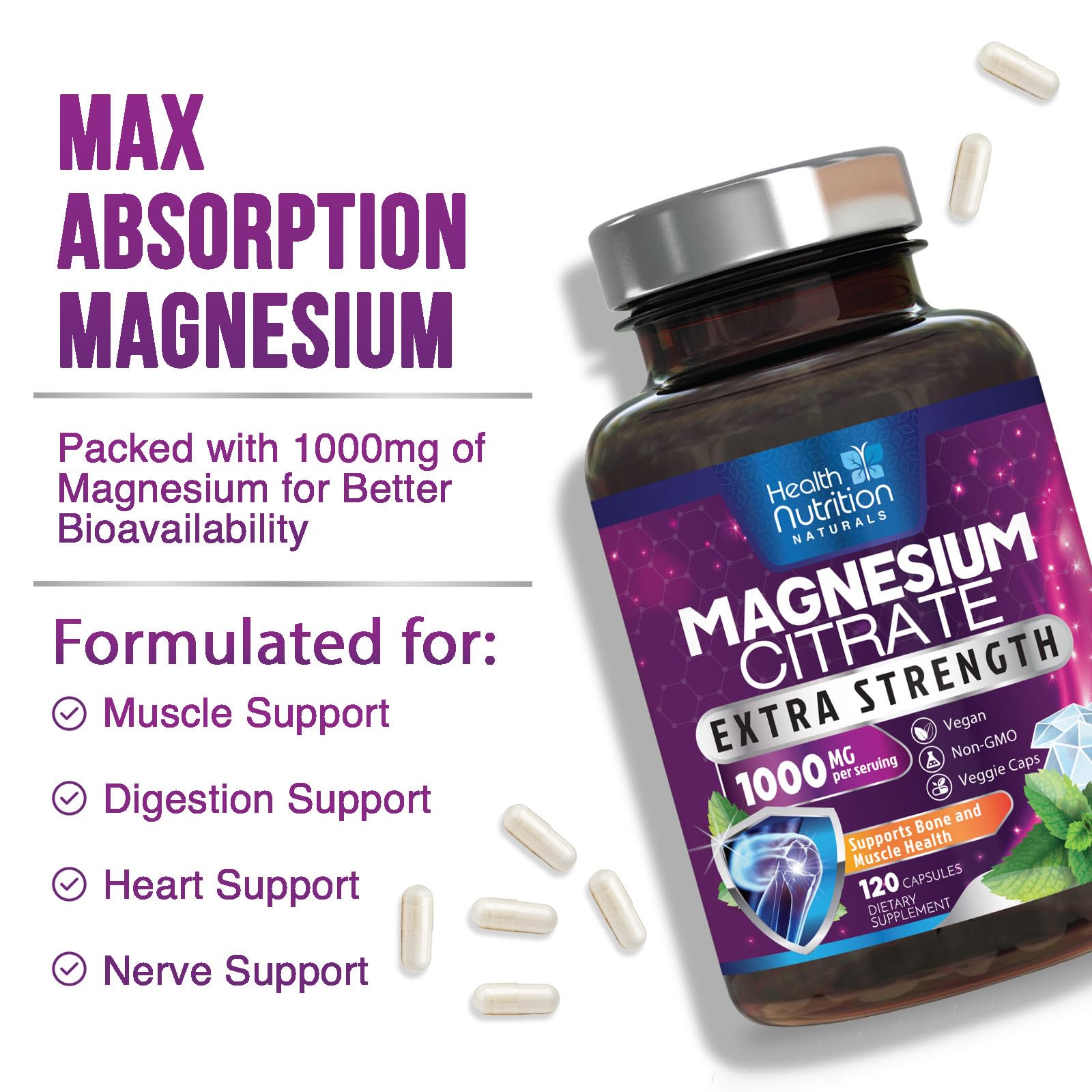 Foto 7 pulgar | Suplemento Health Nutrition Naturals Citrato De Magnesio 1000 Ml - Venta Internacional.