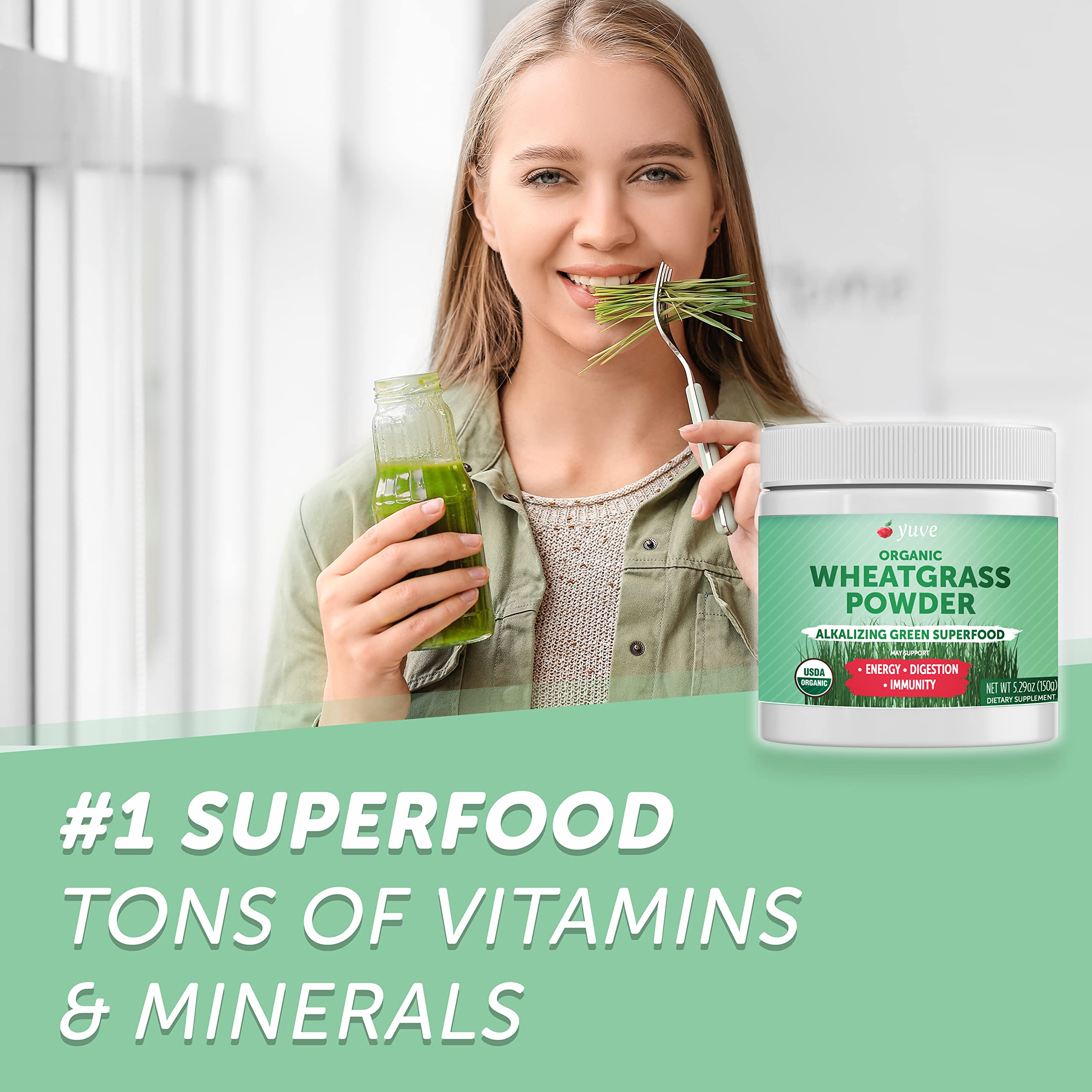 Foto 4 pulgar | Superalimento En Polvo De Pasto De Trigo Yuve Orgánico Rico En Nutrientes - Venta Internacional.