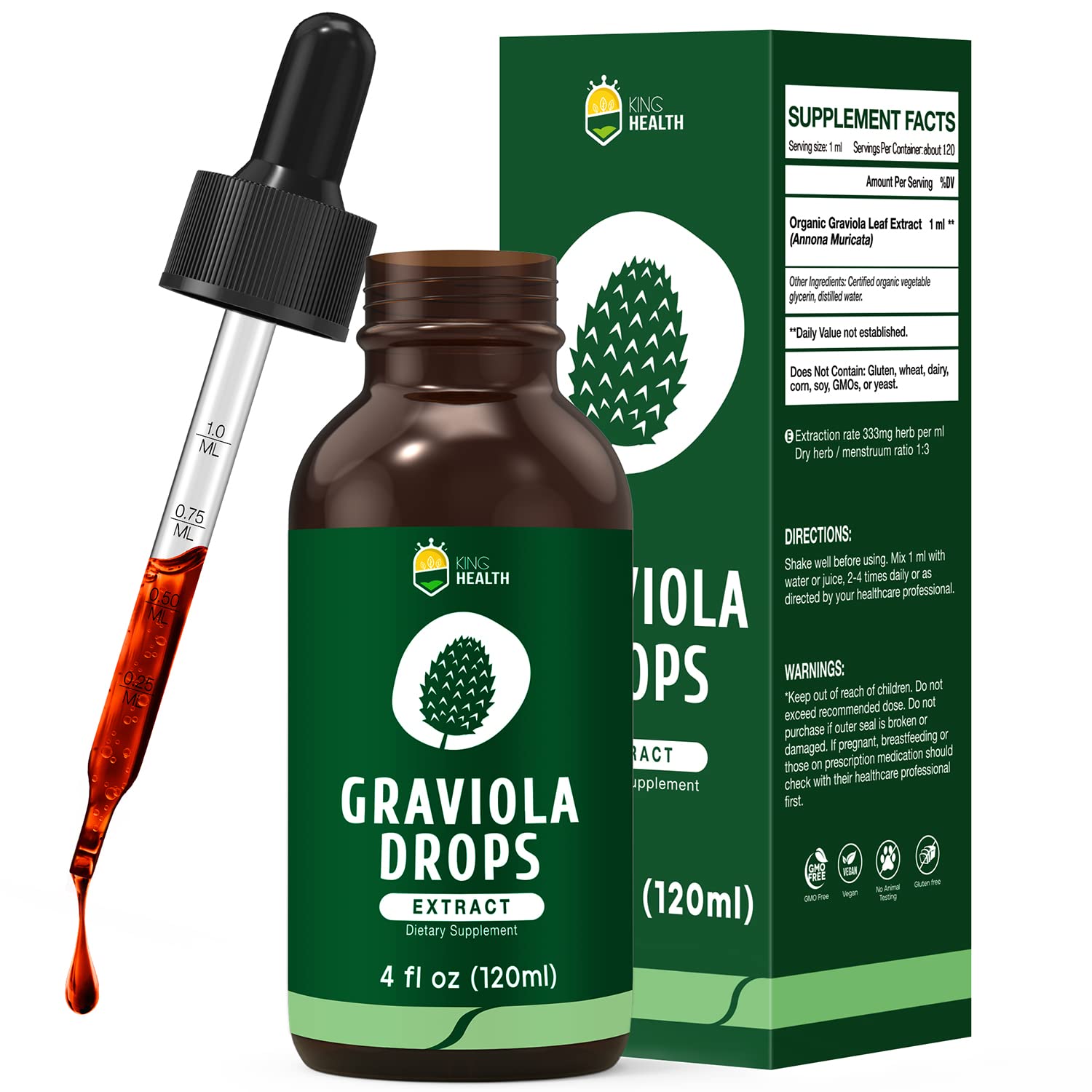 Foto 2 pulgar | Extracto Líquido De Guanábana, Hoja De Graviola, 98% De Absorción, 30 Ml - Venta Internacional.