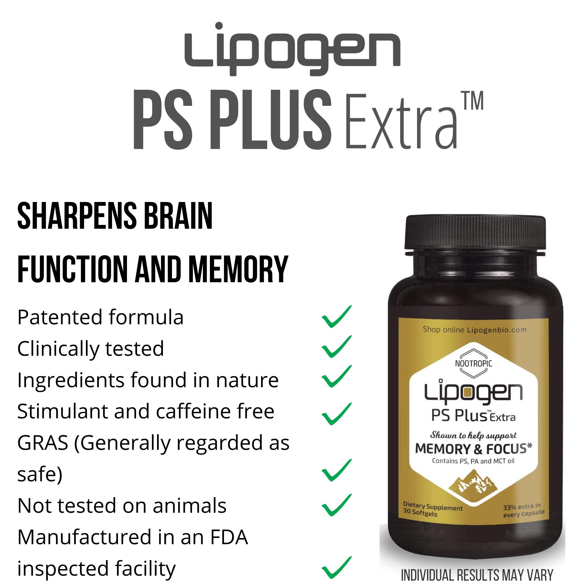 Foto 3 pulgar | Suplemento Cerebral Lipogen Ps Plus Extra 60 Cápsulas Blandas Paquete de 2 - Venta Internacional