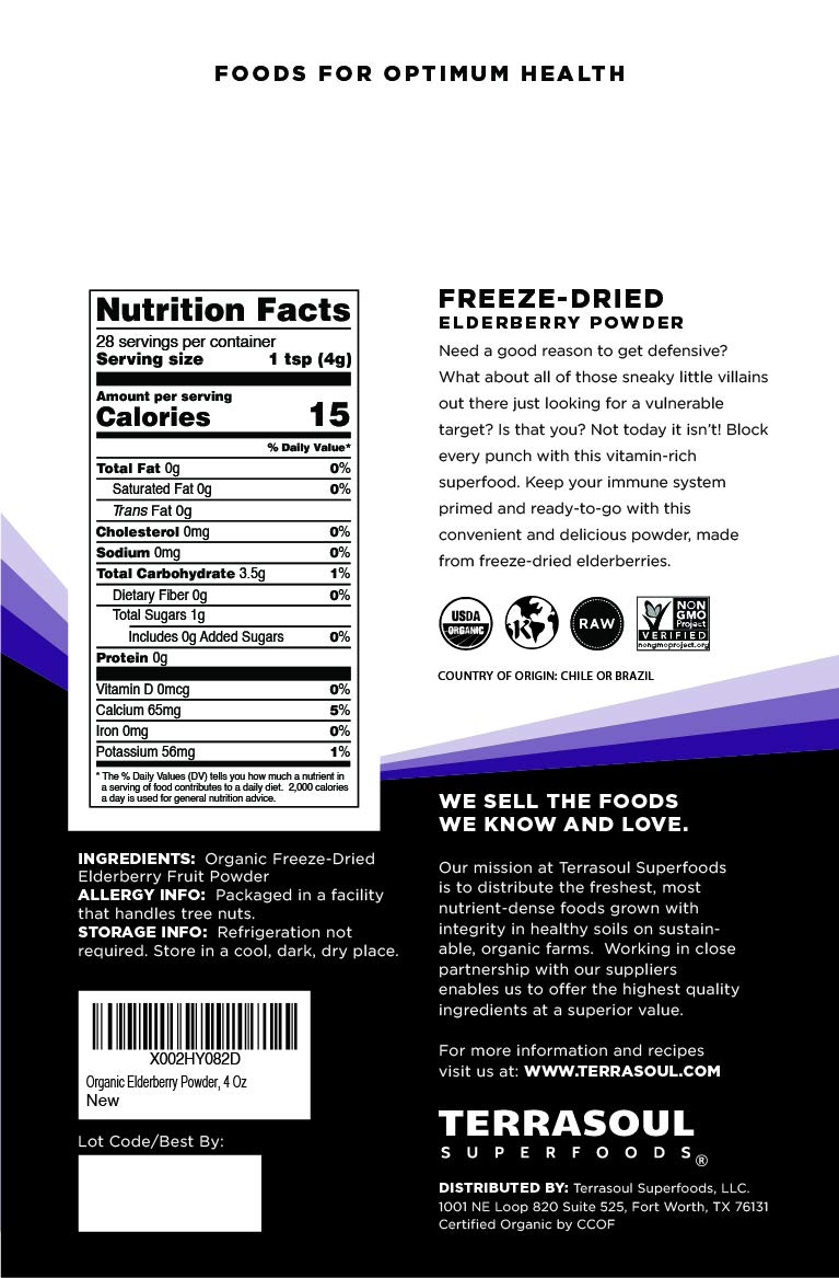 Foto 3 pulgar | Polvo De Saúco Terrasoul Superfoods Organic 120 Ml - Venta Internacional.