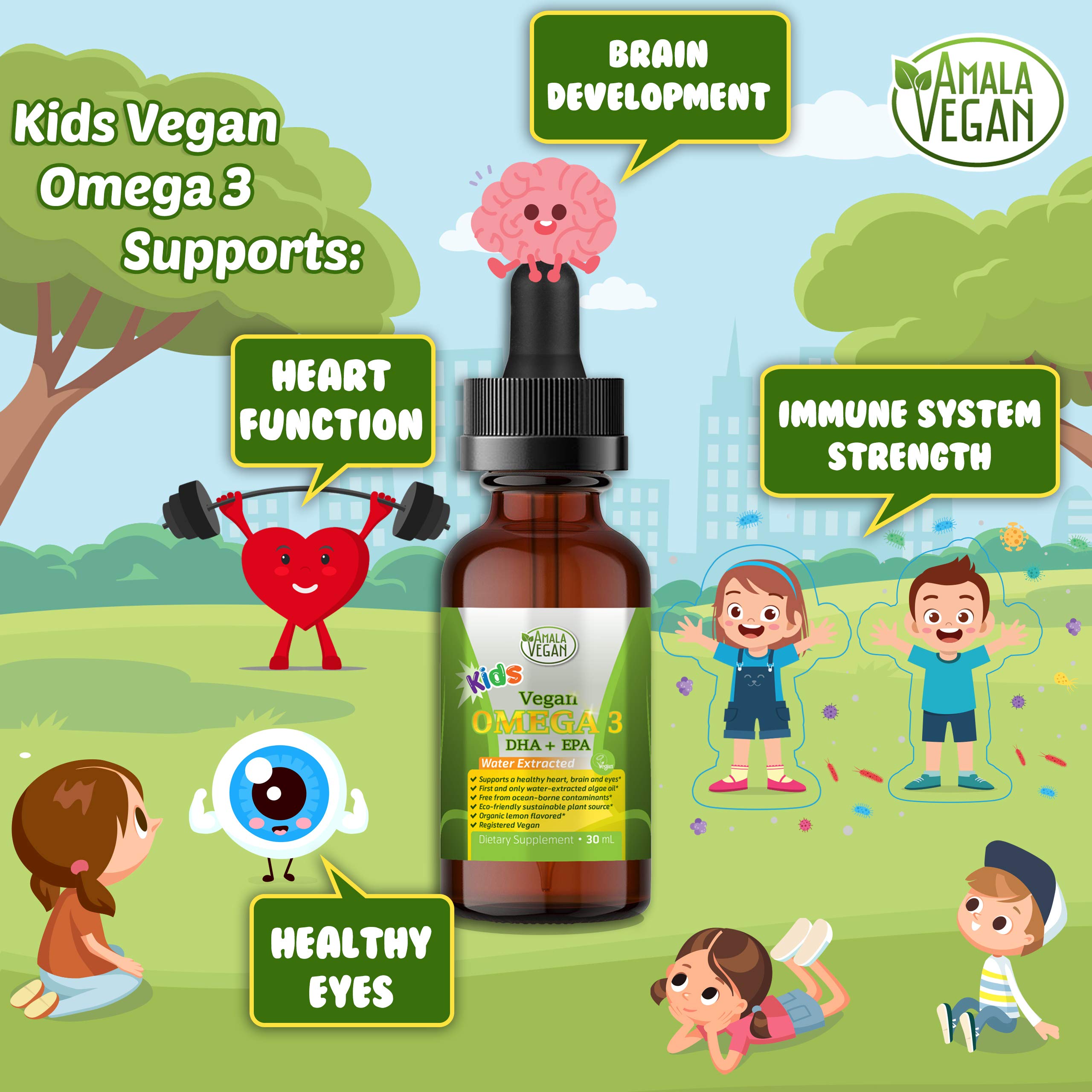 Foto 4 pulgar | Suplemento Amala Vegan Omega 3 Para Niños Con Sabor A Limón Orgánico - Venta Internacional.