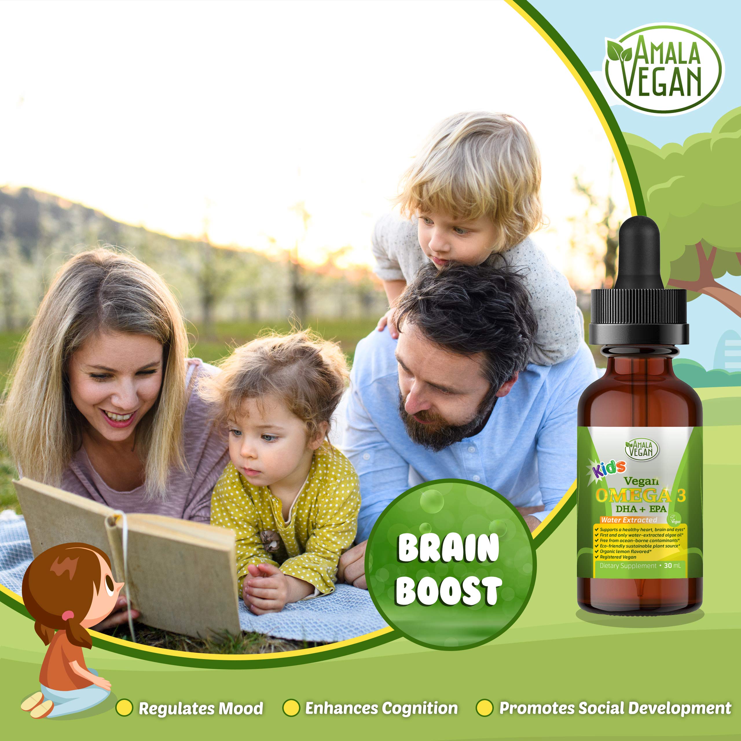 Foto 5 pulgar | Suplemento Amala Vegan Omega 3 Para Niños Con Sabor A Limón Orgánico - Venta Internacional.