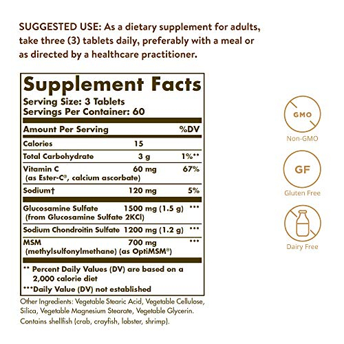 Foto 3 pulgar | Suplemento Solgar Extra Strength, Glucosamina, Condroitina (msm) - Venta Internacional.