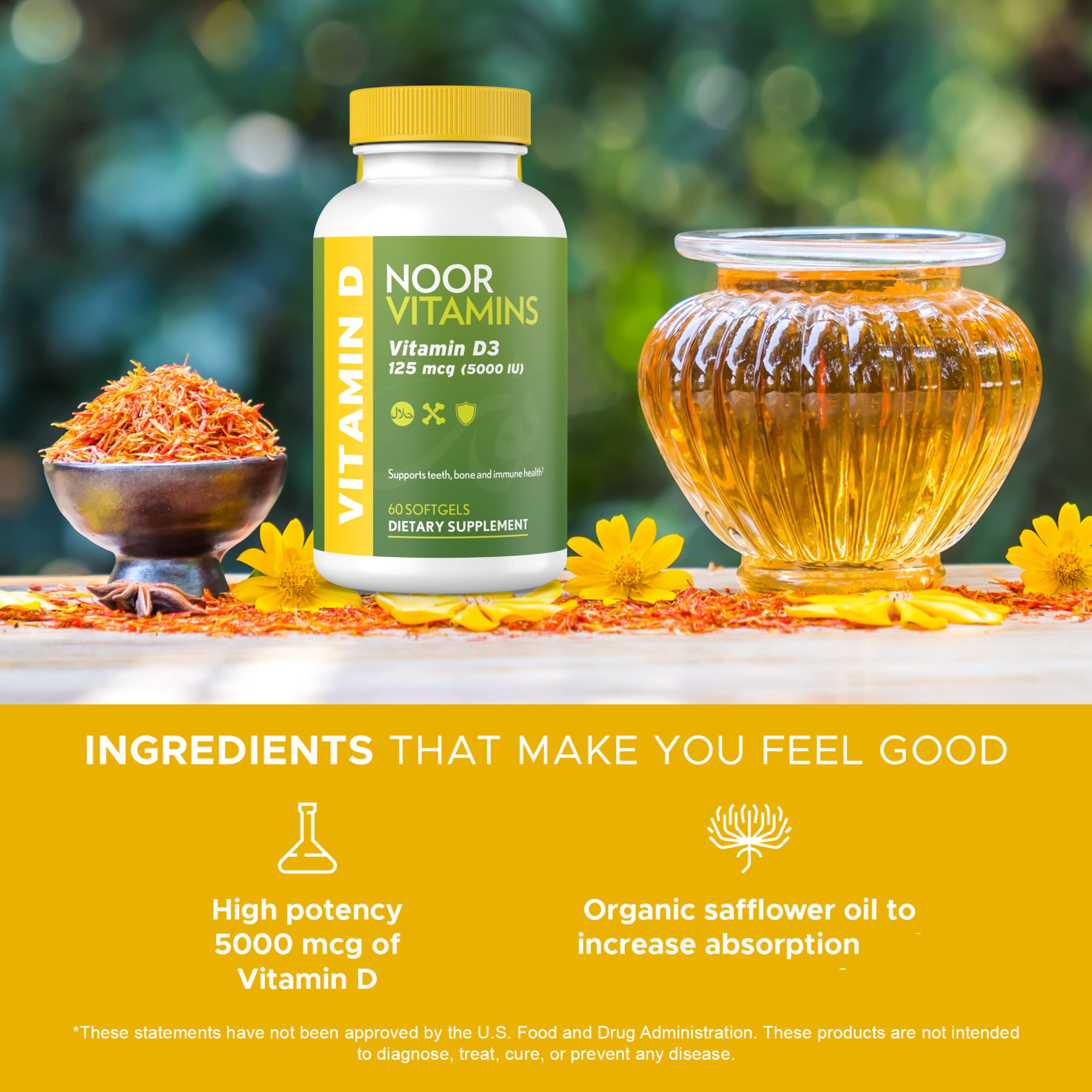 Foto 6 | Suplemento Noor Vitamins Halal, Vitamina D3, 5000 Ui, Cápsulas Blandas, 6 - Venta Internacional.