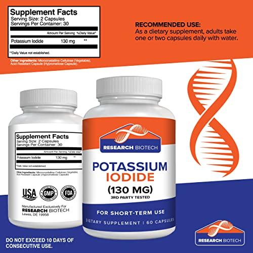 Foto 5 pulgar | Suplemento De Yoduro De Potasio, 130 Mg, Tabletas, 60 Cápsulas - Venta Internacional.