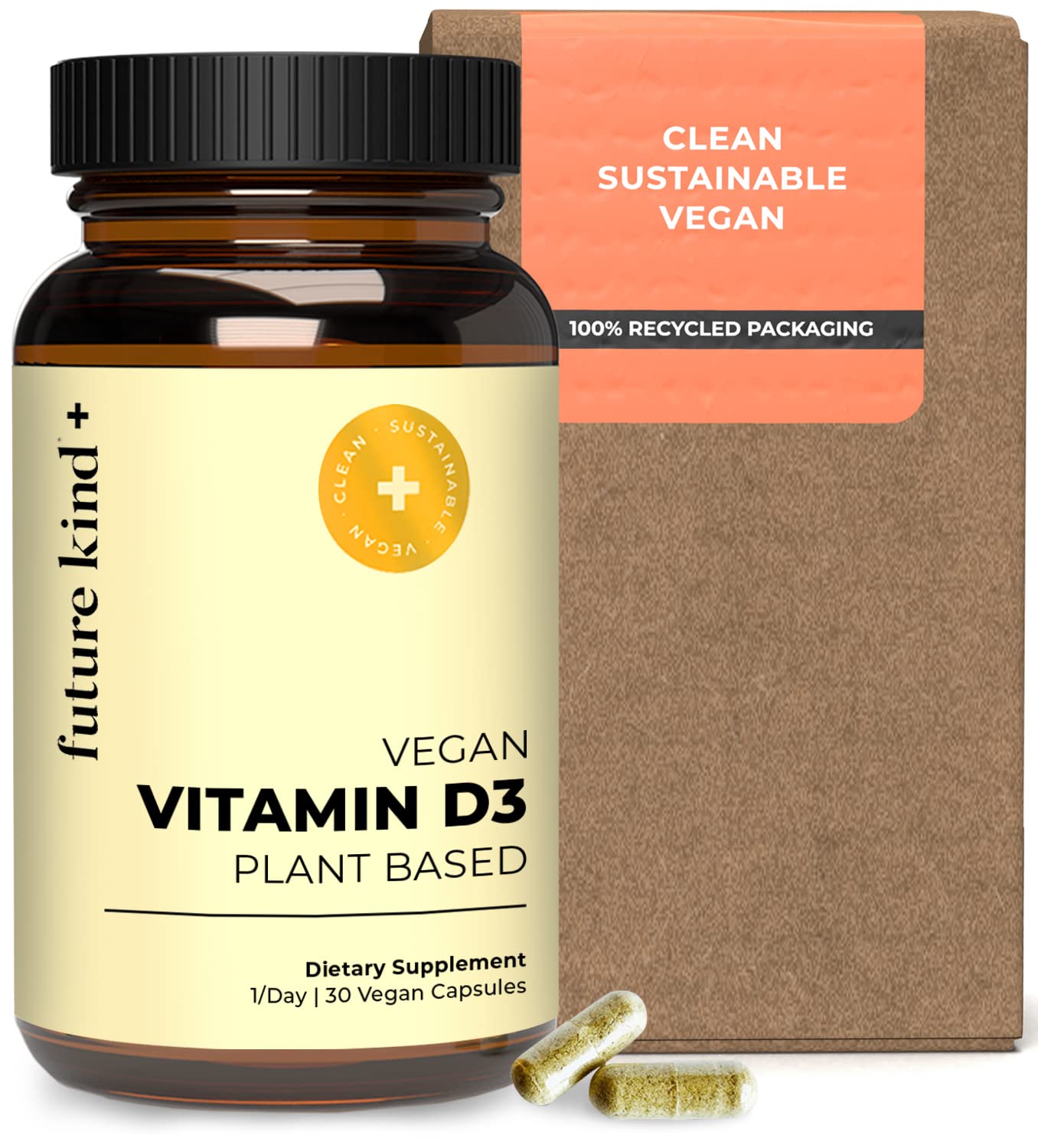 Foto 2 pulgar | Botella De Vidrio De 30 Cápsulas Blandas De Vitamina D3 Future Kind Vegan - Venta Internacional.