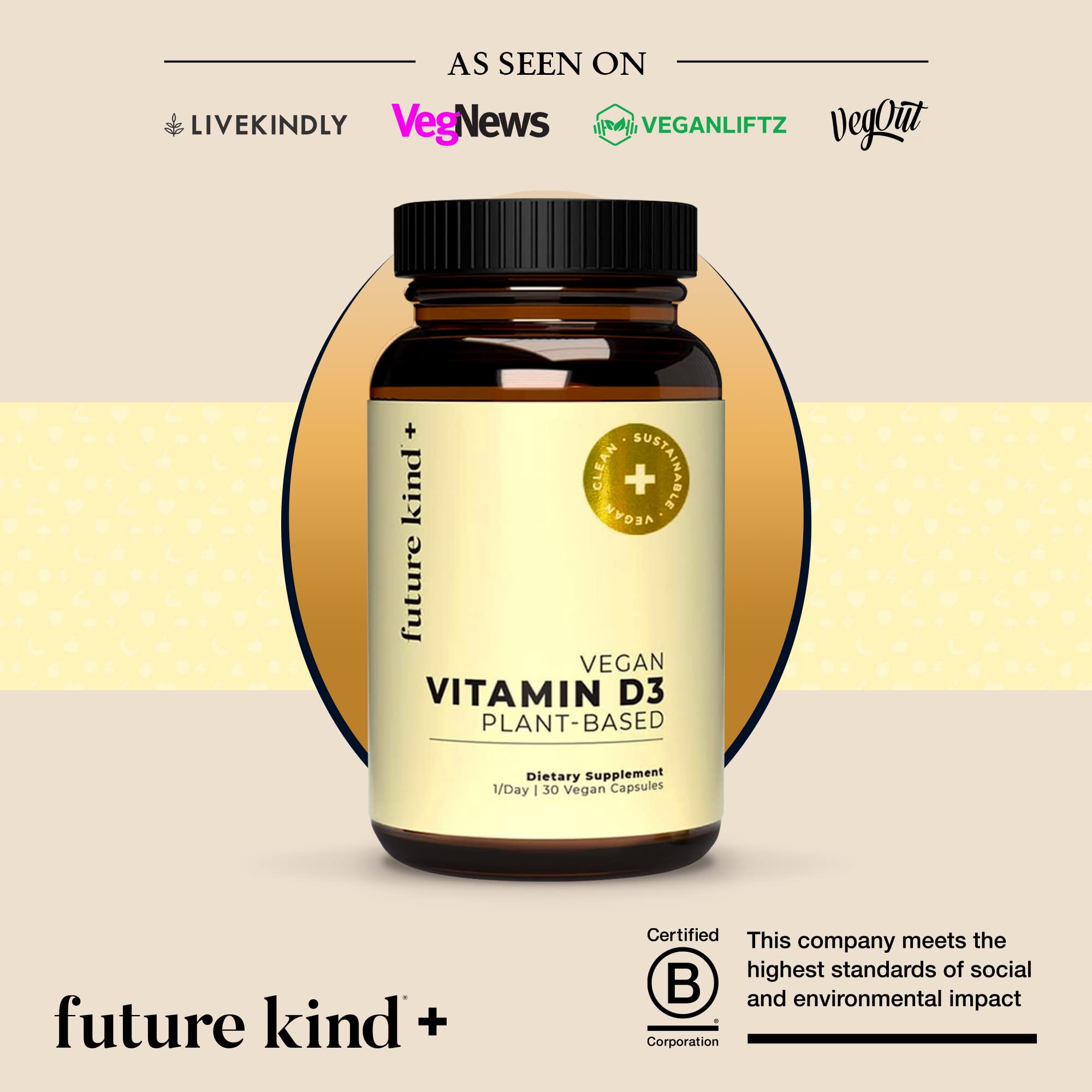 Foto 4 | Botella De Vidrio De 30 Cápsulas Blandas De Vitamina D3 Future Kind Vegan - Venta Internacional.