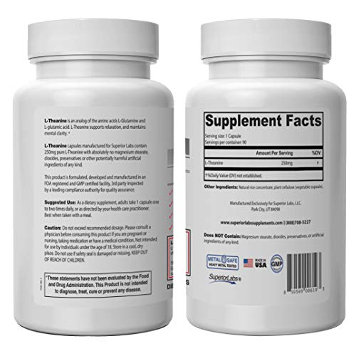 Foto 3 pulgar | Suplemento Superior Labs L-teanina 250 Mg 90 Cápsulas - Venta Internacional.