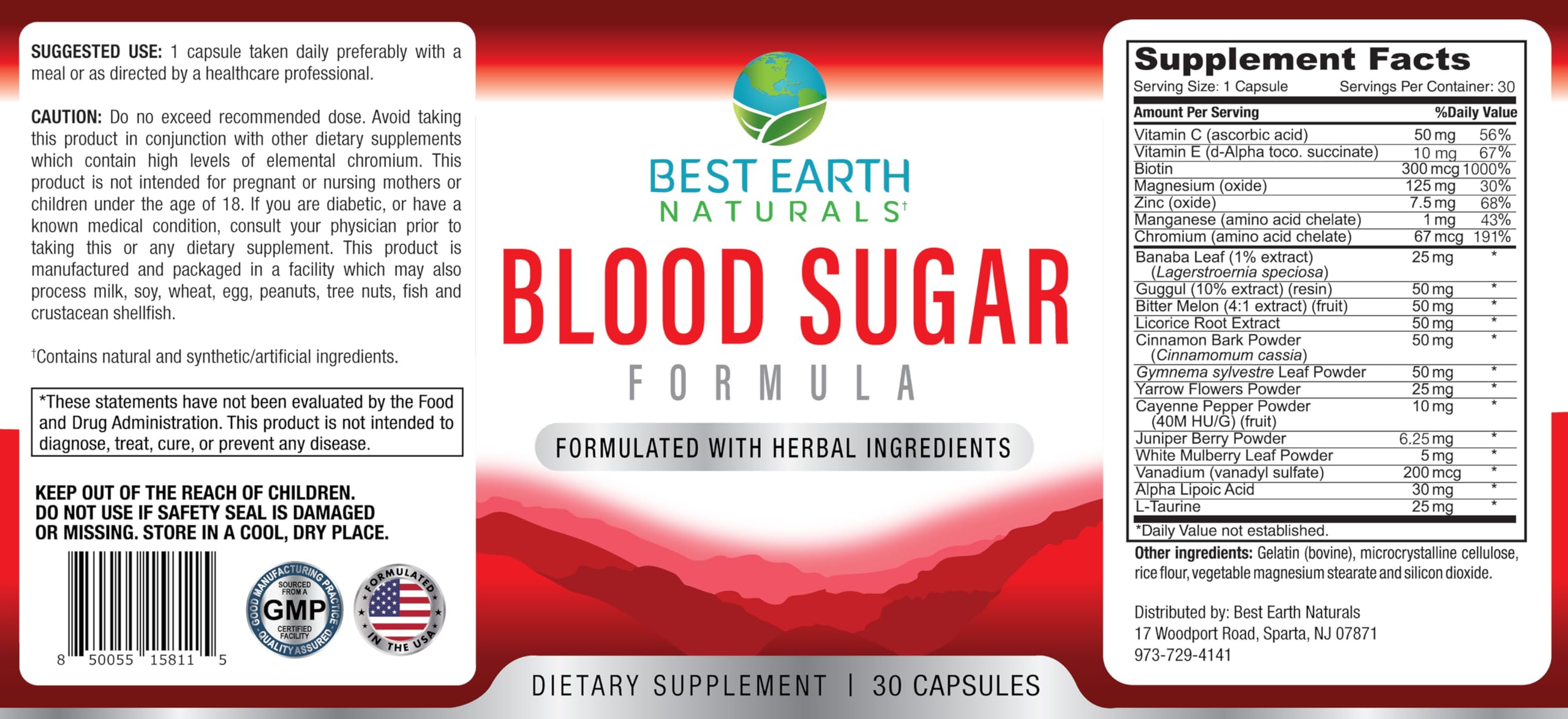 Foto 4 pulgar | Suplemento De Azúcar En Sangre Best Earth Naturals Advanced Support - Venta Internacional.