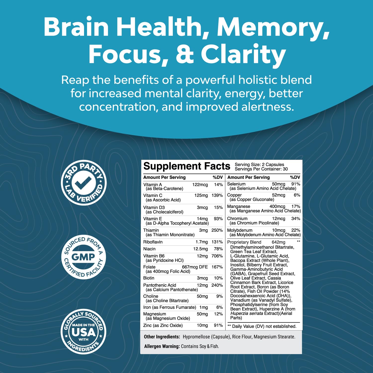 Foto 4 pulgar | Suplemento Nootrópico De Apoyo Cerebral: Mezcla De Energía Y Vitaminas Dmae, Bacopa Y Fosfatidilseri - Venta Intern
