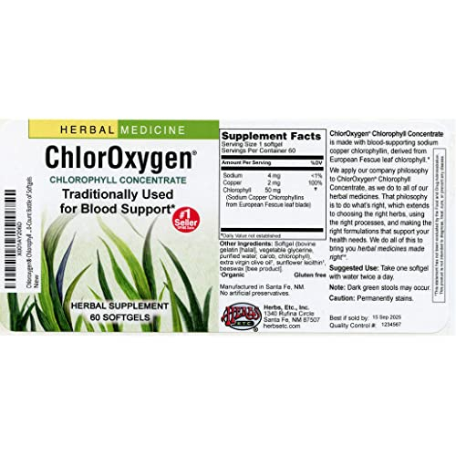 Foto 6 pulgar | Suplemento Herbs Etc Chloroxygen Chlorophyll 60 Cápsulas Blandas - Venta Internacional.