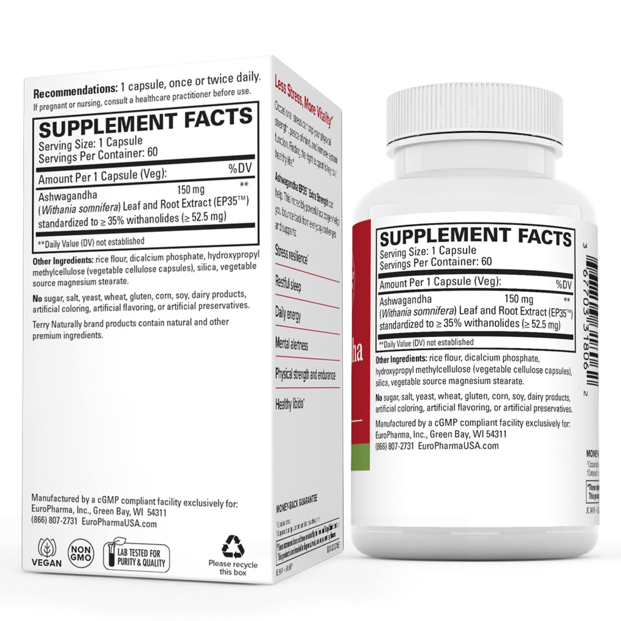 Foto 7 | Suplemento Terry Naturally Ashwagandha Ep35 Extra Strength - Venta Internacional.