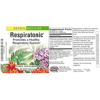 Foto 2 | Cápsula Blanda Respiratonic Supplement Herbs Etc, 60 Unidades - Venta Internacional.