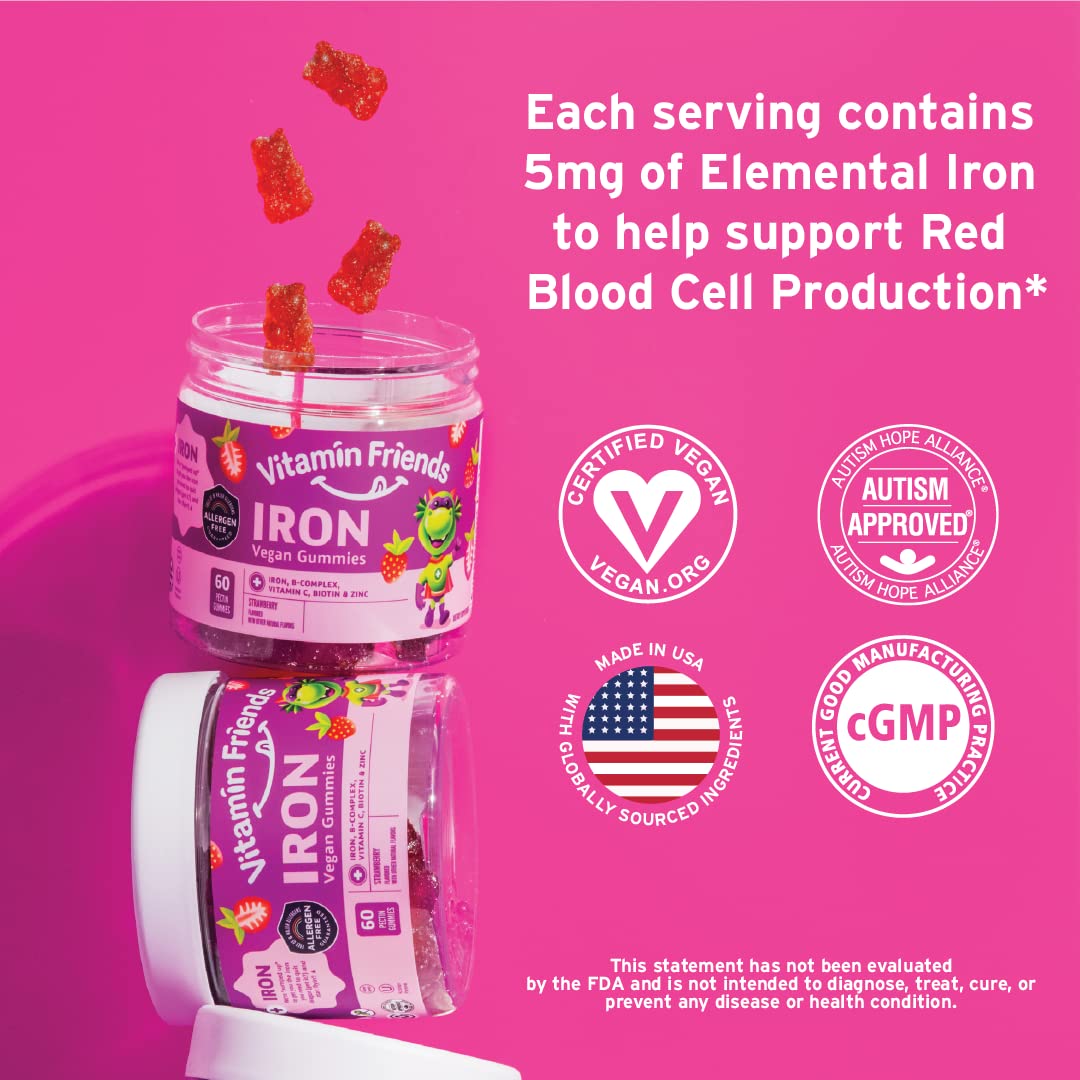 Foto 4 | Gominolas De Hierro Vitamin Friends, Veganas, Suministro Para 60 Días Para Niños - Venta Internacional.