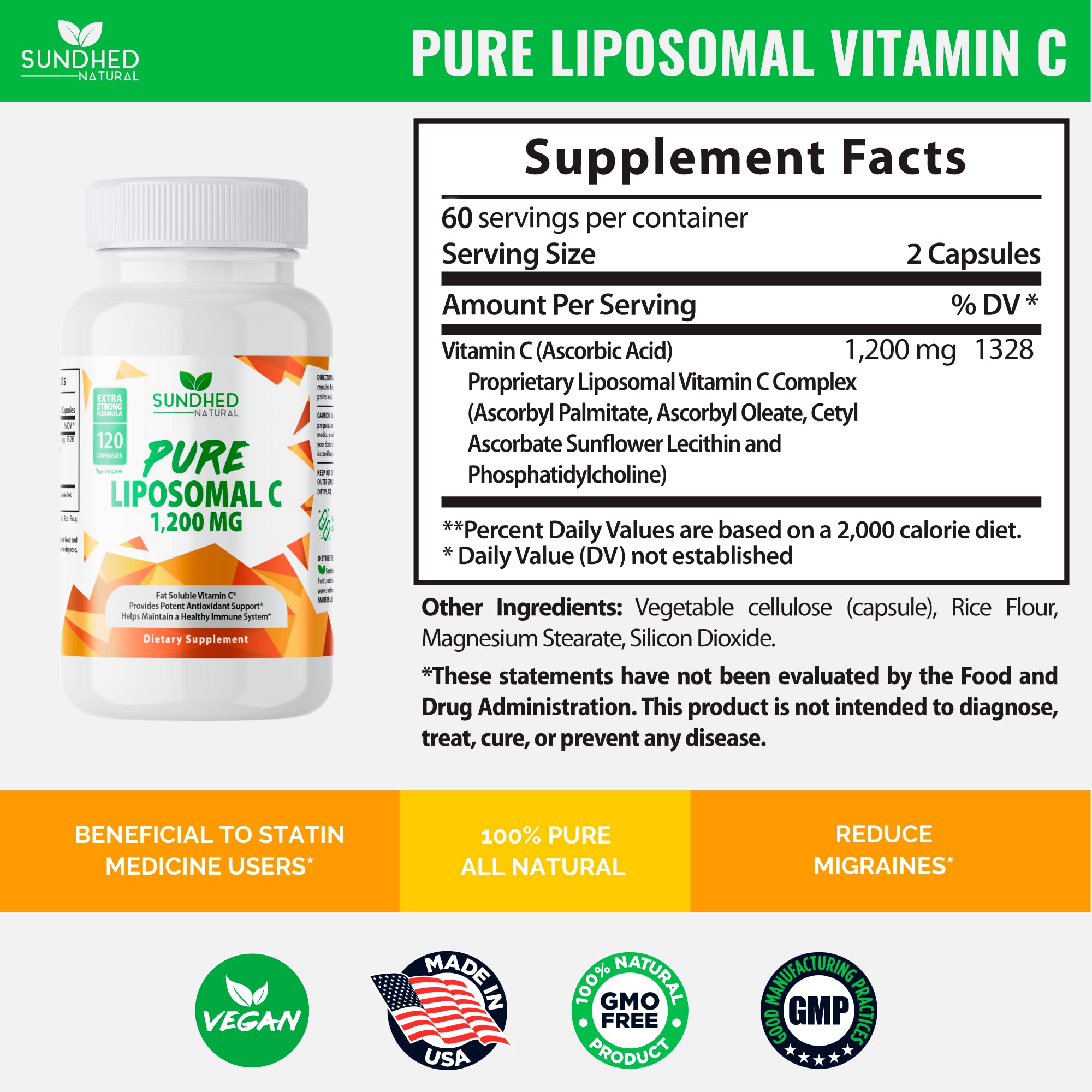 Foto 4 pulgar | Suplemento De Vitamina C Liposomal Pura Y Natural De Sundhed, 1200 Mg - Venta Internacional.