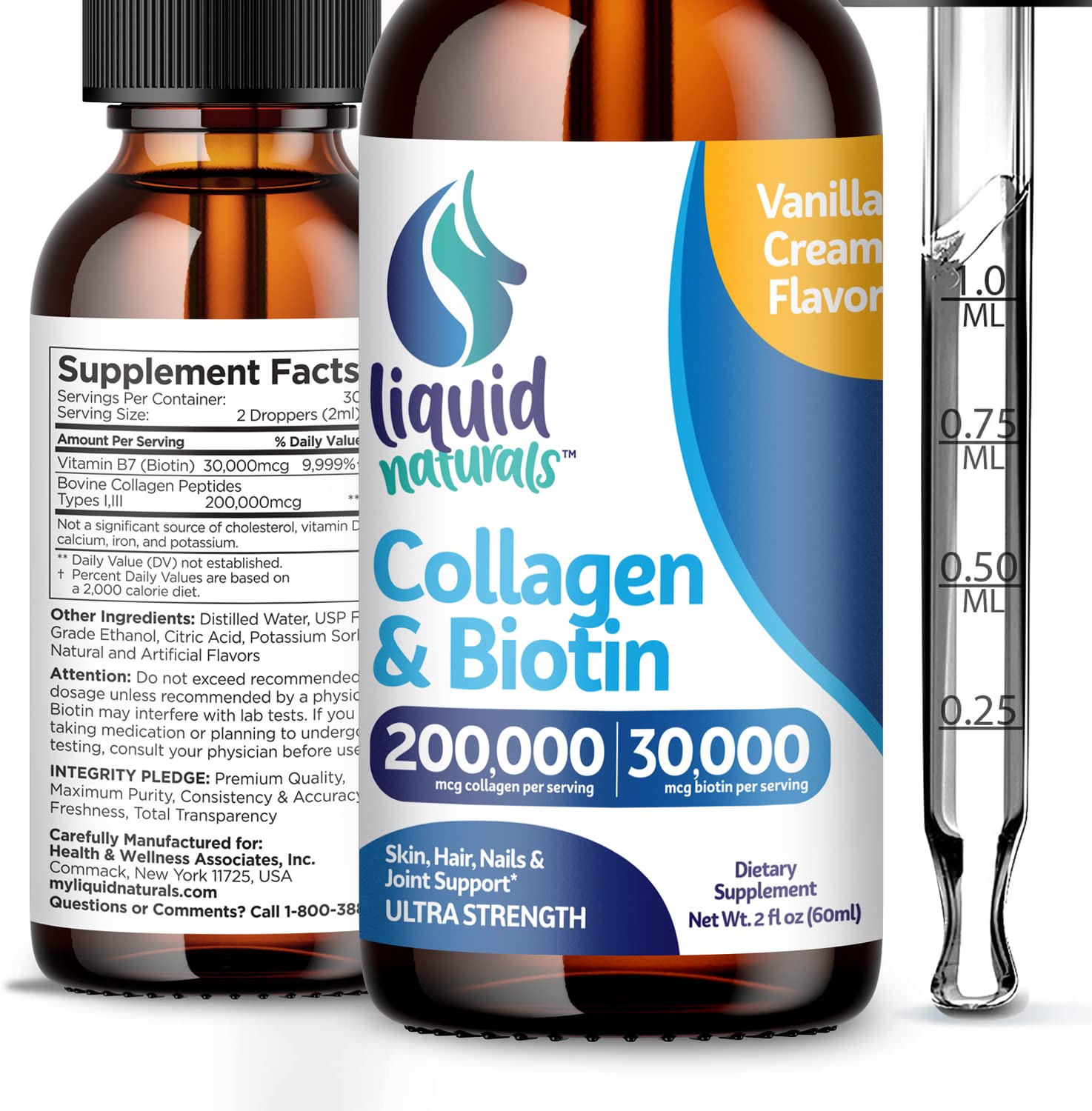 Foto 2 pulgar | Colágeno Líquido Liquid Naturals Ultrarresistente, 60 Ml Con Bioti - Venta Internacional.