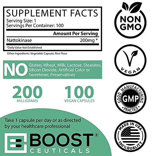 Foto 3 pulgar | Suplemento Boostceuticals Nattokinase 200 Mg, 100 Cápsulas Veganas - Venta Internacional.