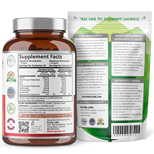 Foto 3 pulgar | Aceite De Krill Antártico Supplement Purity Labs, 2000 Mg, 60 Ml - Venta Internacional.