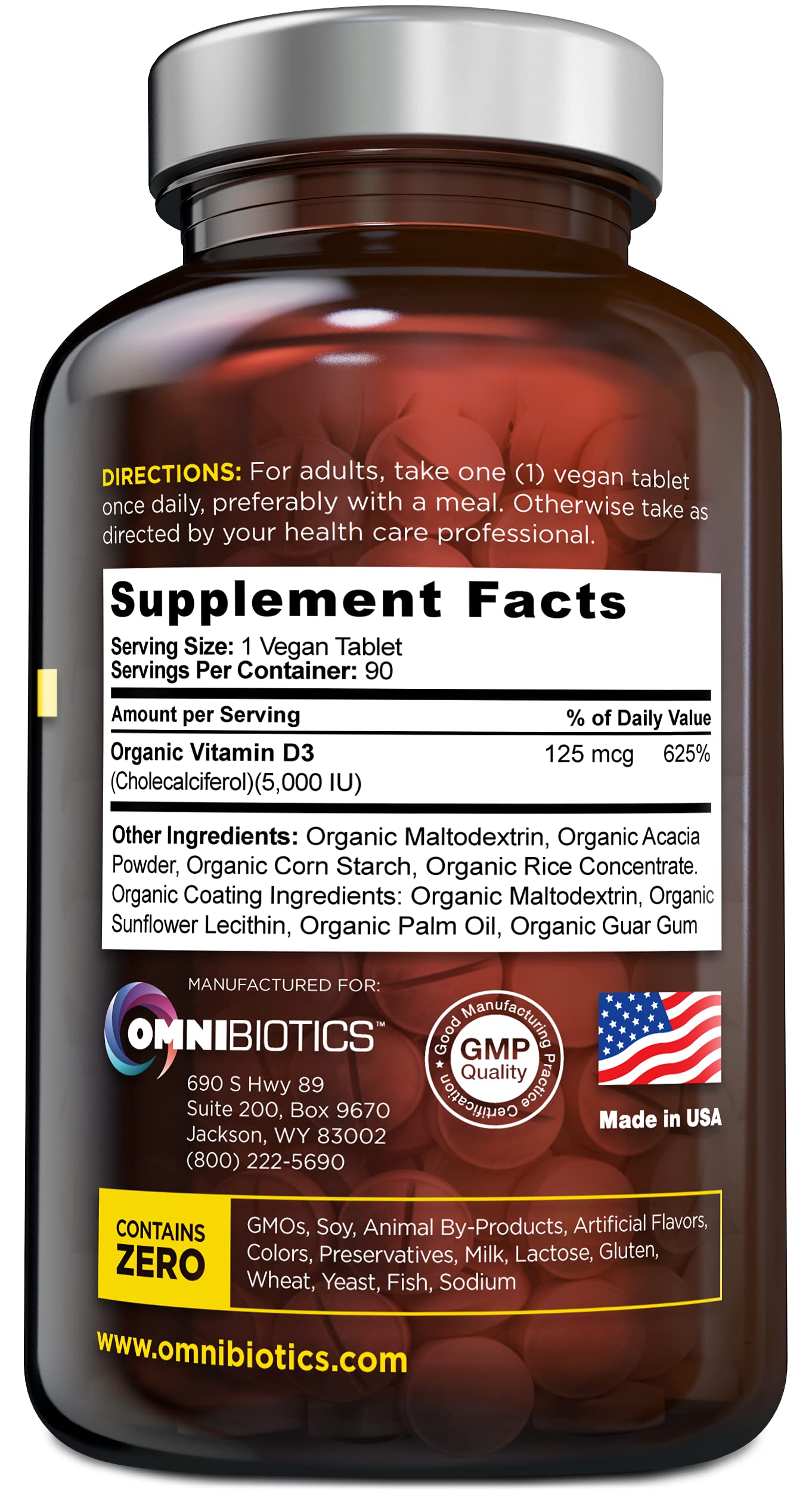 Foto 4 pulgar | Suplemento Omnibiotics De Vitamina D3 Orgánica 5000 Ui Vegano - Venta Internacional.