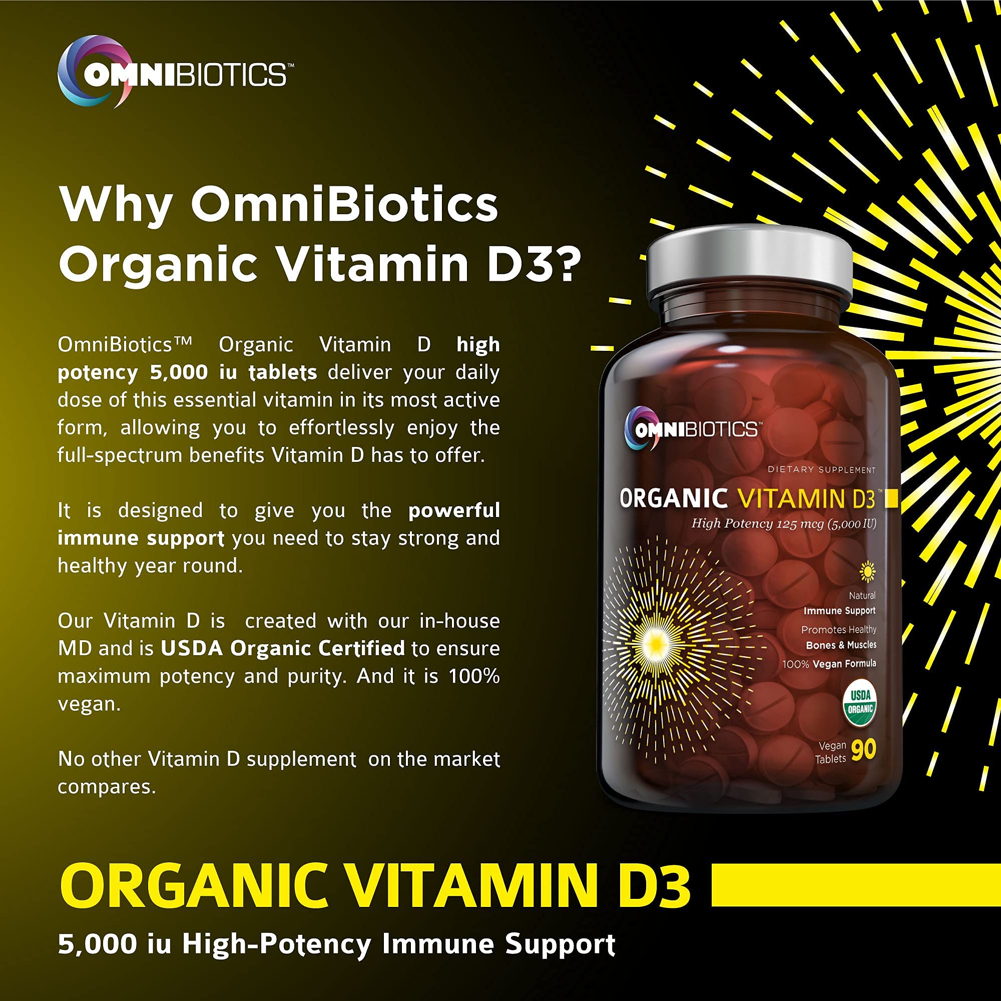 Foto 5 | Suplemento Omnibiotics De Vitamina D3 Orgánica 5000 Ui Vegano - Venta Internacional.
