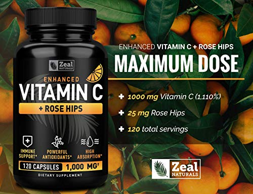 Foto 4 pulgar | Suplemento Zeal Naturals De Vitamina C 1000 Mg Con Rosa Mosqueta 120 Ca - Venta Internacional.