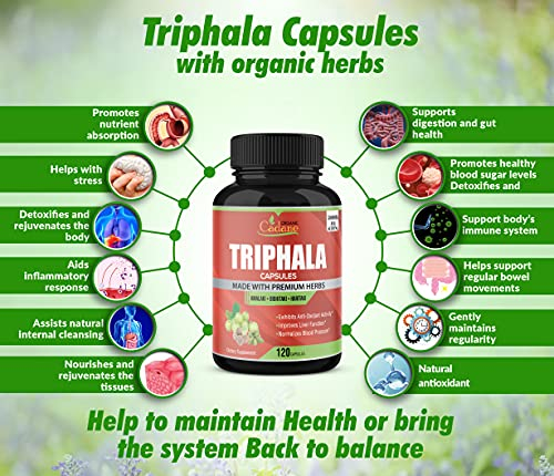 Foto 5 pulgar | Suplementos Orgánicos De Cadane Triphala, Cápsulas, 3000 Mg, 120 Cápsulas - Venta Internacional.
