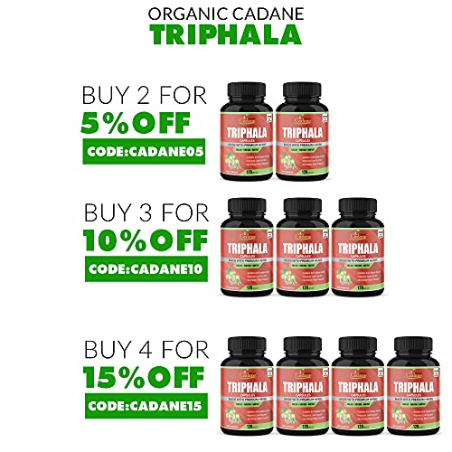 Foto 7 pulgar | Suplementos Orgánicos De Cadane Triphala, Cápsulas, 3000 Mg, 120 Cápsulas - Venta Internacional.