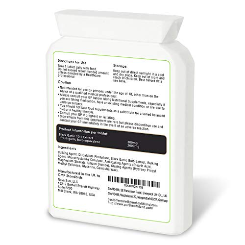Foto 4 pulgar | Píldoras De Suplemento Pure Healthland Black Garlic 2000 Mg 1 Botella - Venta Internacional.