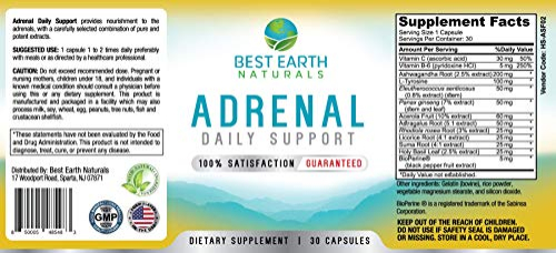 Foto 6 pulgar | Suplemento Best Earth Naturals Adrenal Support 30 Comprimidos - Venta Internacional.