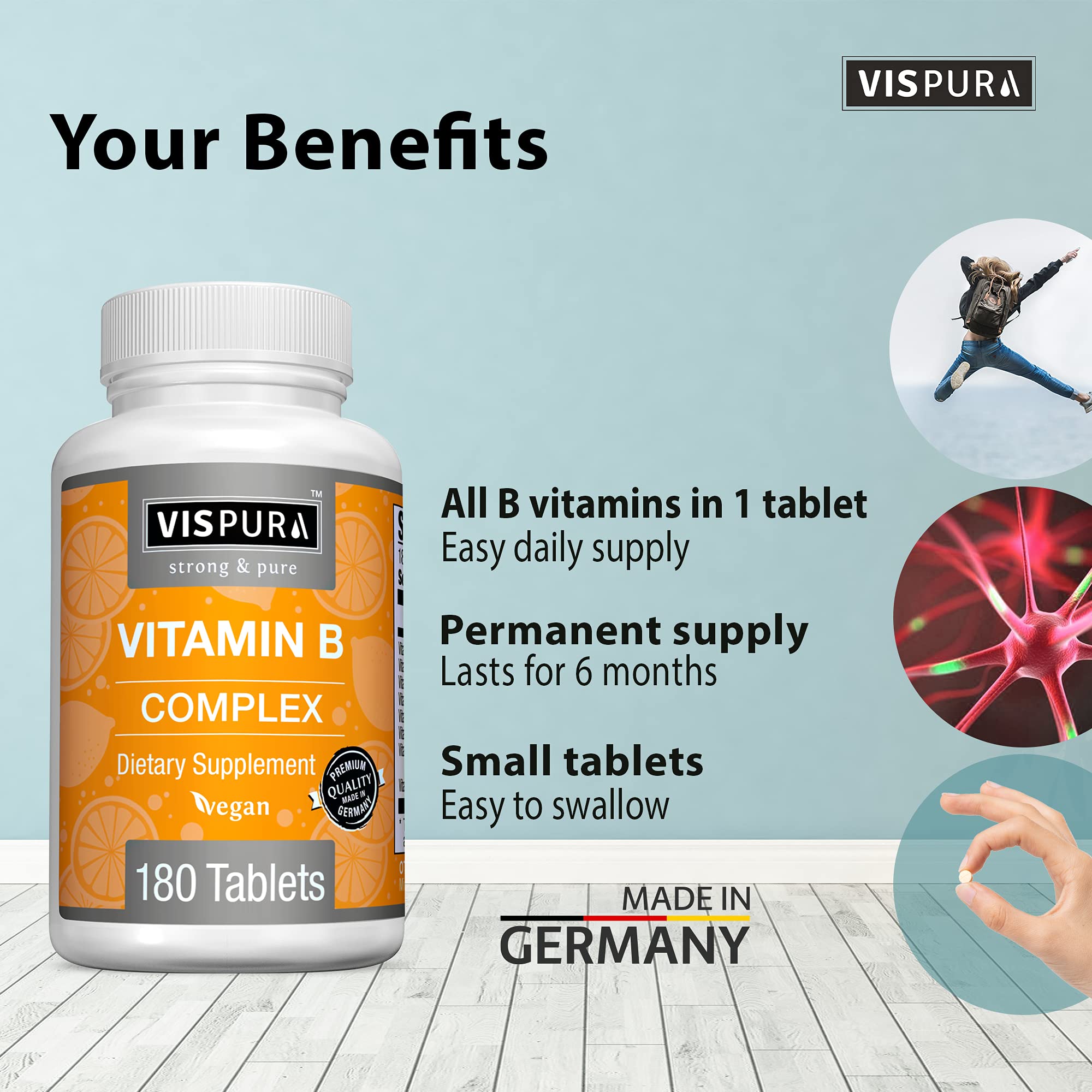 Foto 3 pulgar | Suplemento De Complejo De Vitamina B Vispura 180 Tabletas Veganas - Venta Internacional.