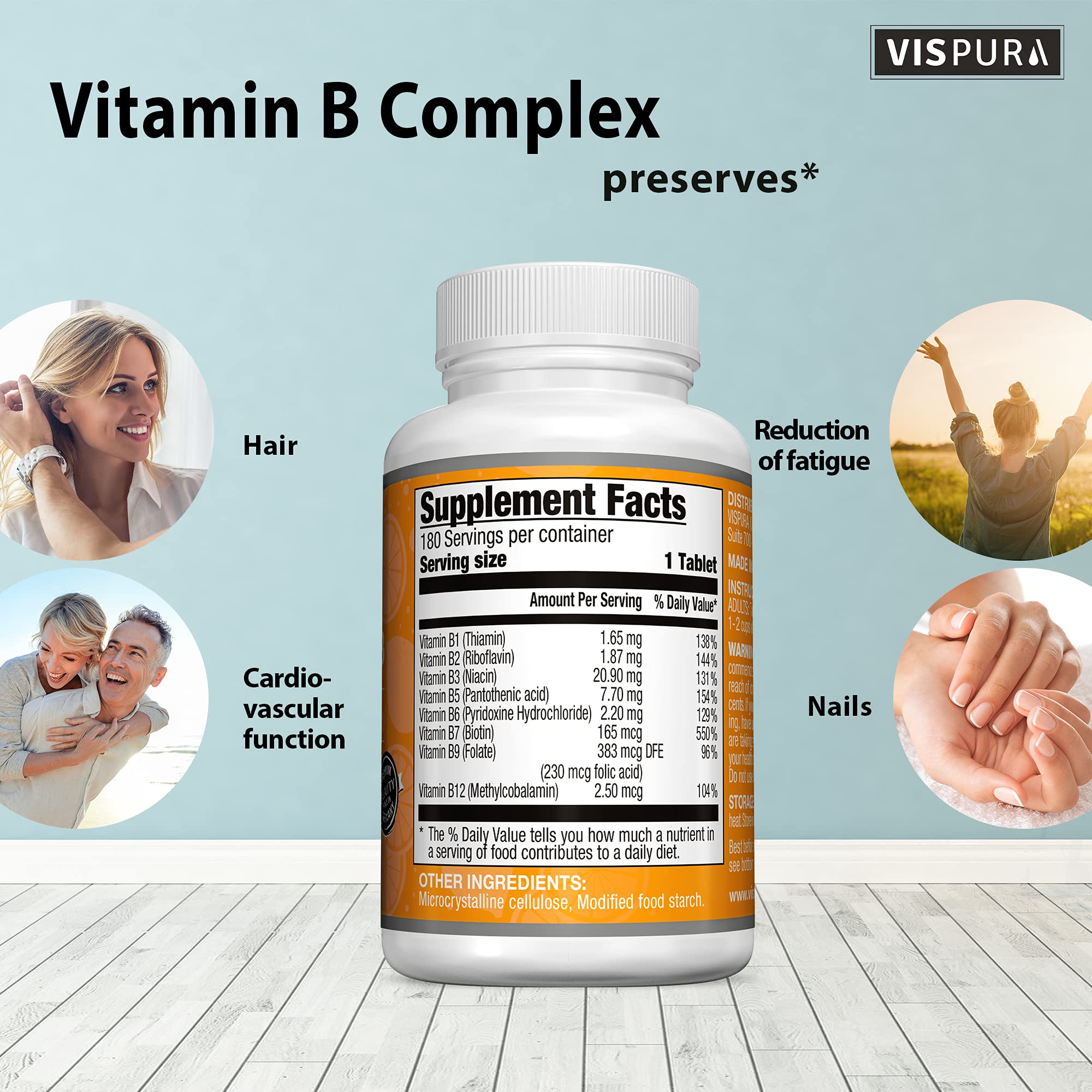 Foto 5 pulgar | Suplemento De Complejo De Vitamina B Vispura 180 Tabletas Veganas - Venta Internacional.