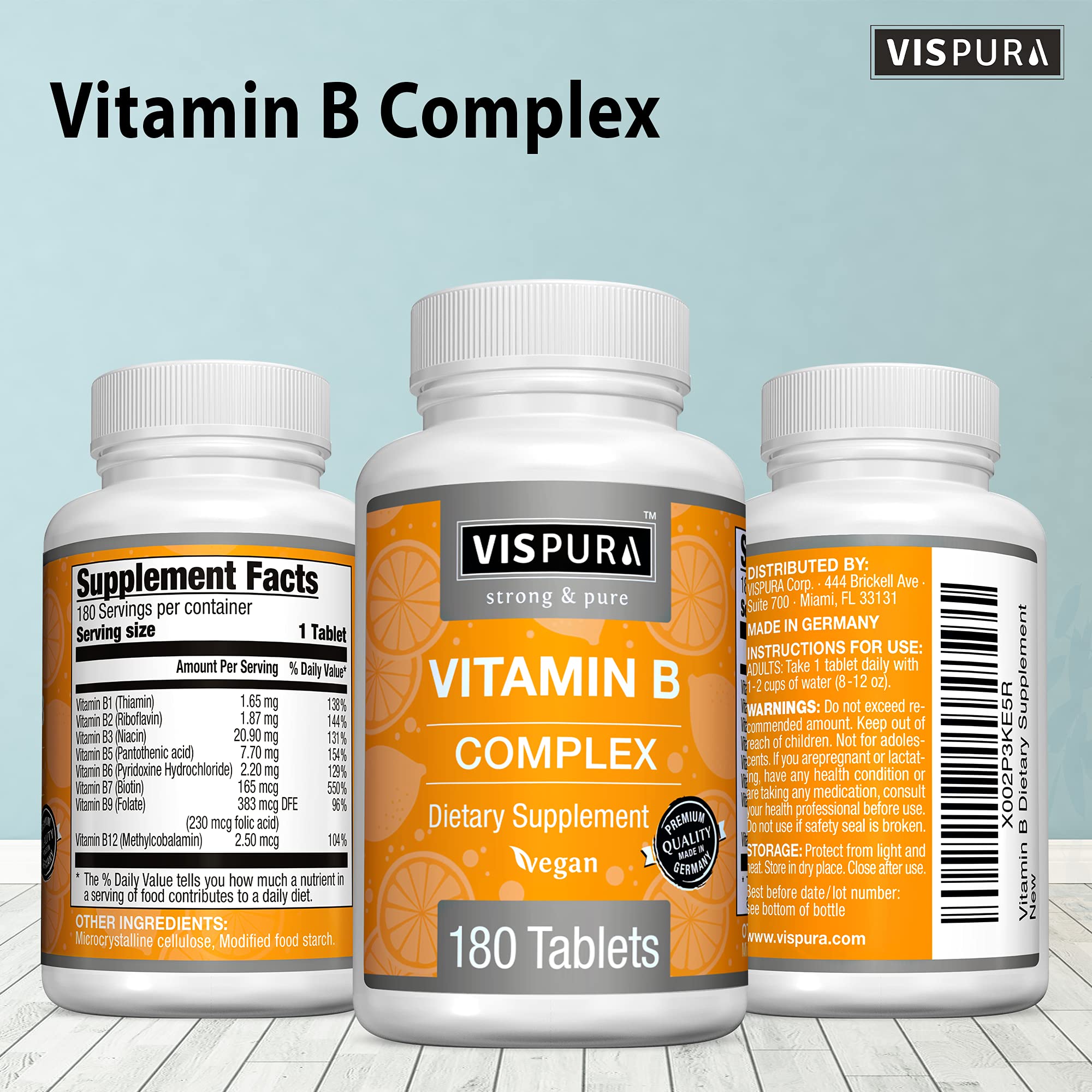 Foto 8 pulgar | Suplemento De Complejo De Vitamina B Vispura 180 Tabletas Veganas - Venta Internacional.