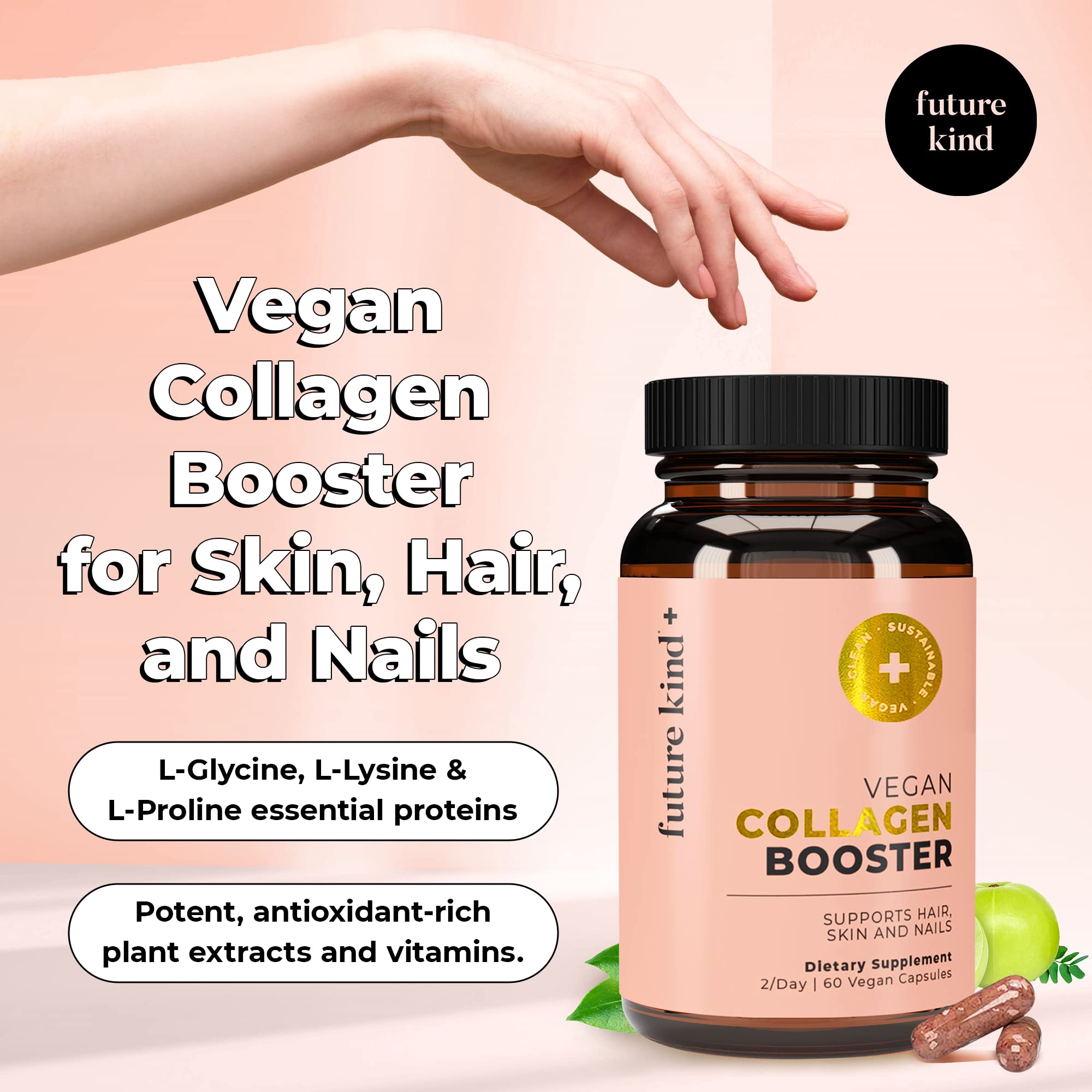 Foto 3 pulgar | Vegan Collagen Booster Future Kind 60 Cápsulas En Botella De Vidrio - Venta Internacional.