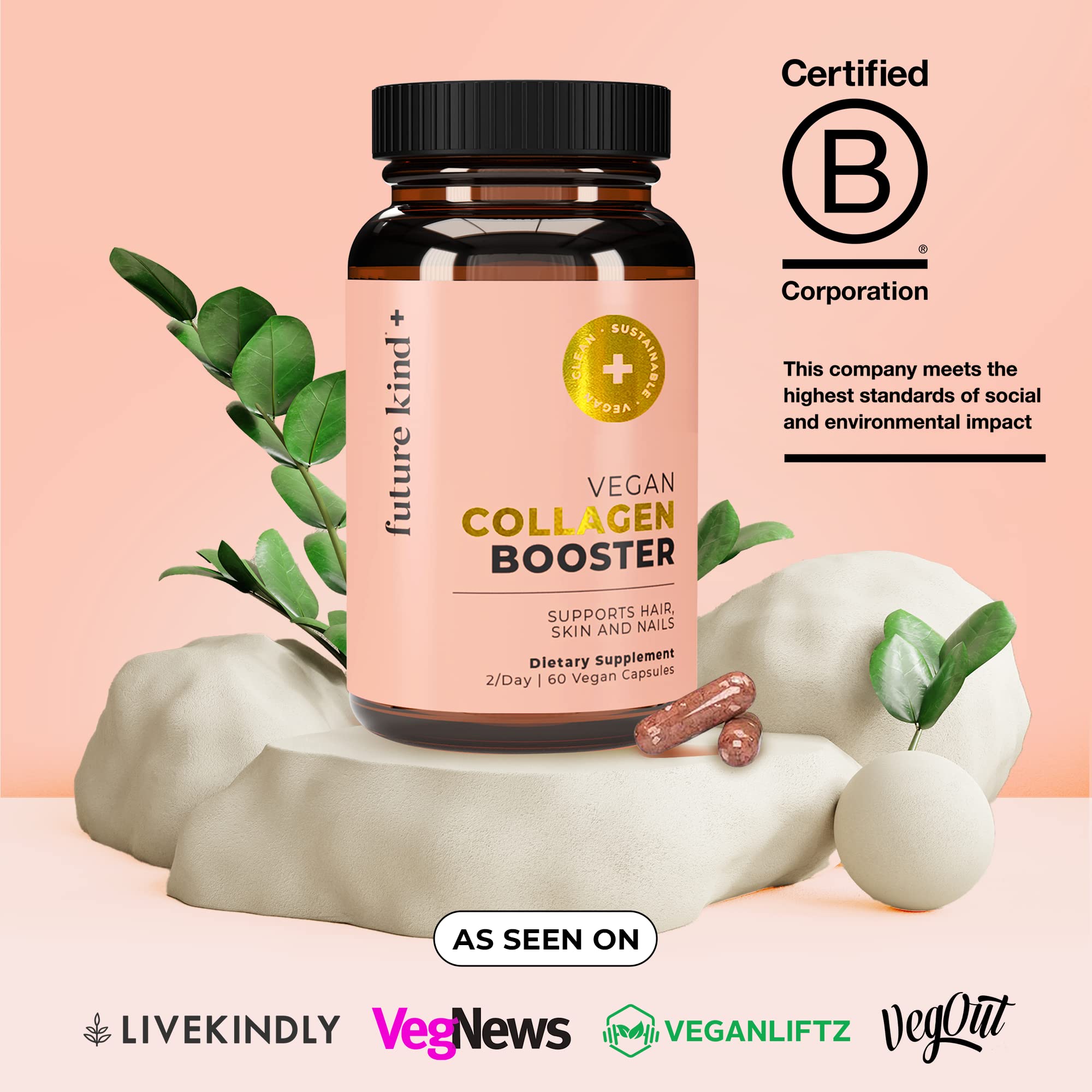 Foto 5 pulgar | Vegan Collagen Booster Future Kind 60 Cápsulas En Botella De Vidrio - Venta Internacional.