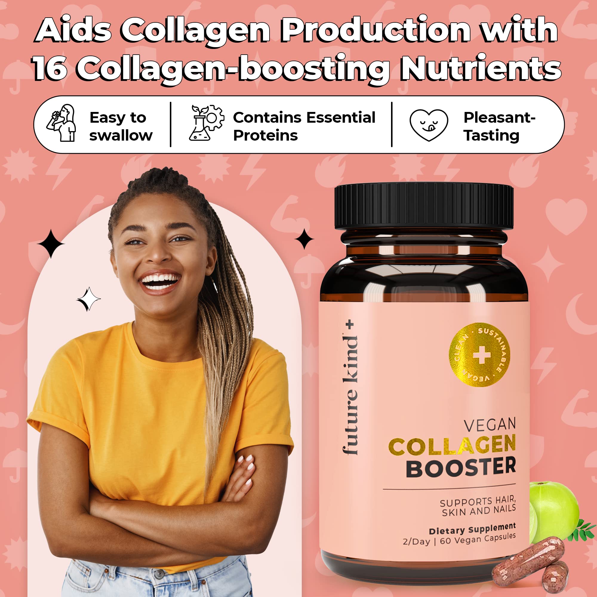 Foto 7 | Vegan Collagen Booster Future Kind 60 Cápsulas En Botella De Vidrio - Venta Internacional.