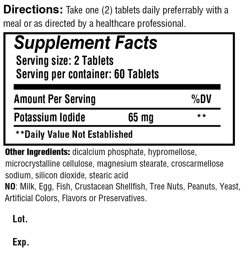 Foto 6 pulgar | Suplemento Safrel De Yoduro De Potasio 65 Mg 60 Comprimidos - Venta Internacional.
