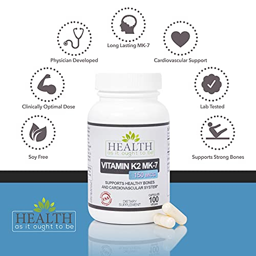 Foto 3 | Suplemento De Vitamina K2 Mk-7 150 Mcg 100 Cápsulas Sin Soja - Venta Internacional.