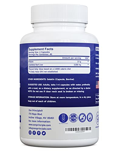 Foto 3 | Suplemento Zen Principle Beef Liver 360 Cápsulas (180/botella) - Venta Internacional.