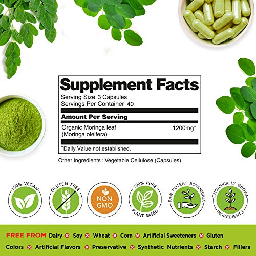 Foto 4 pulgar | Suplemento Orgánico Veda Moringa En Cápsulas, 120 Unidades - Venta Internacional.