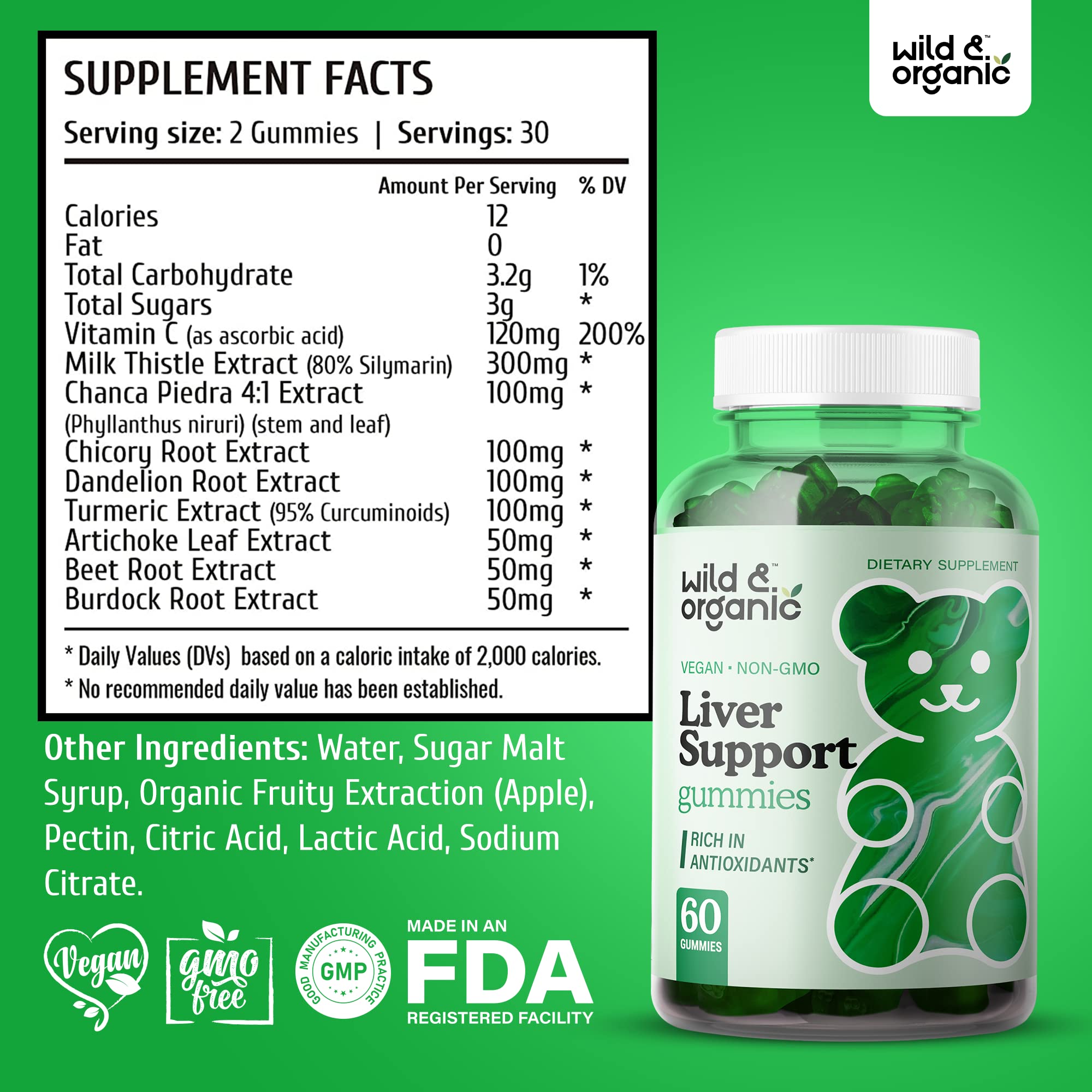 Foto 3 pulgar | Gominolas Liver Support Wild & Organic Para Limpiar El Hígado, Desintoxicante - Venta Internacional.