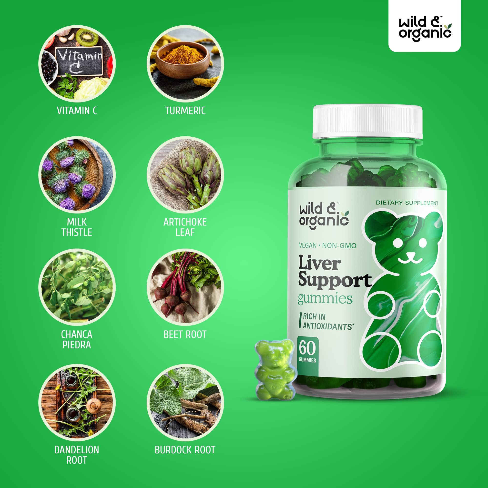 Foto 5 | Gominolas Liver Support Wild & Organic Para Limpiar El Hígado, Desintoxicante - Venta Internacional.