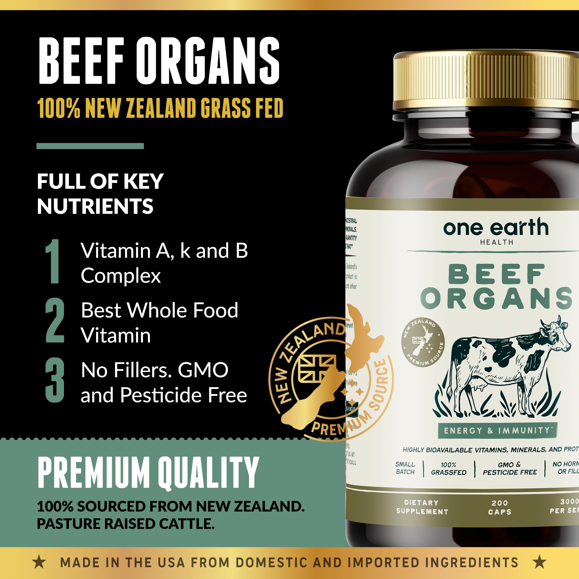 Foto 4 | Suplemento One Earth Health De Órganos De Ternera Desecados, 600 Mg - Venta Internacional.