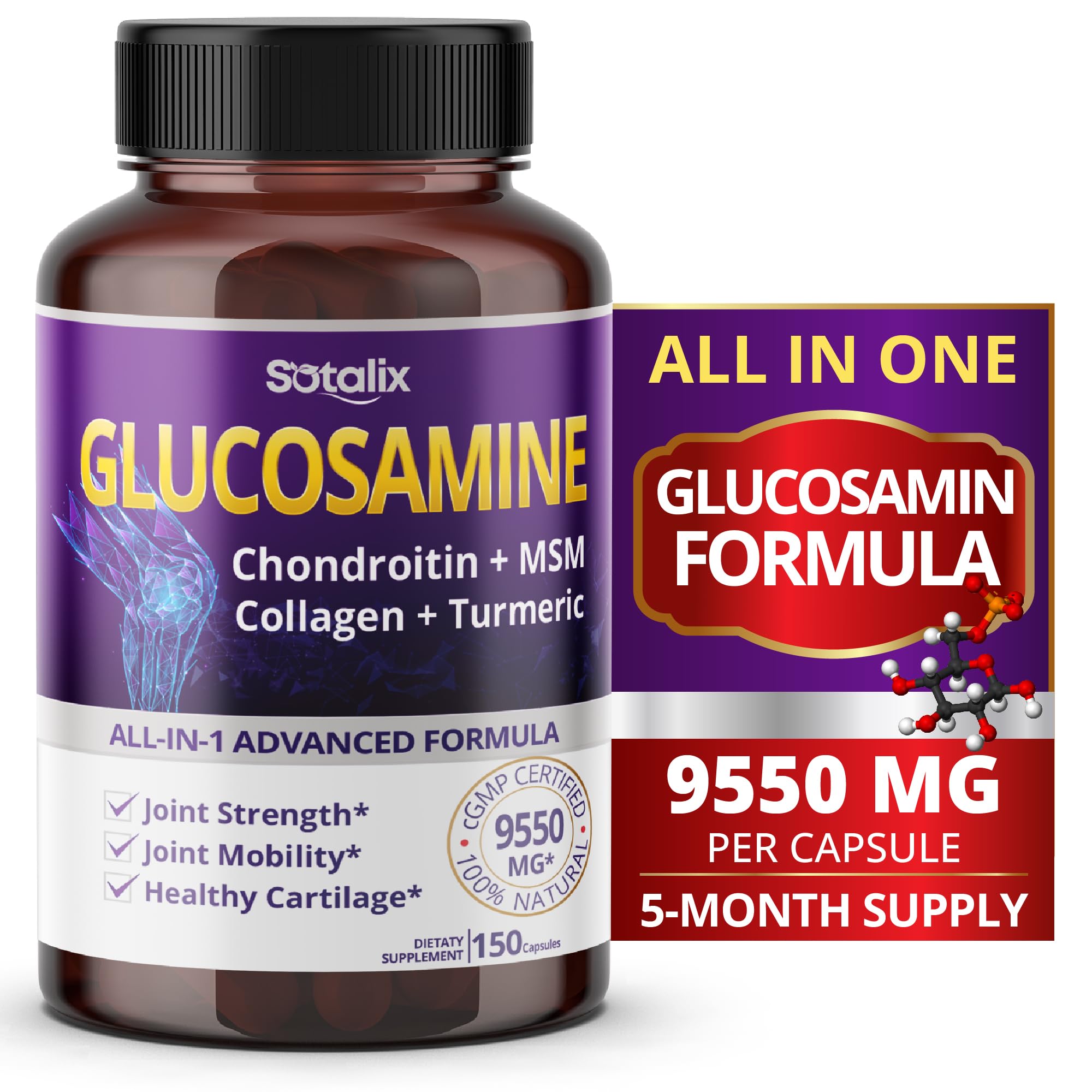 Foto 2 pulgar | Suplemento Sotalix De Glucosamina De 9.550 Mg Con Condroitina Y Msm - Venta Internacional.
